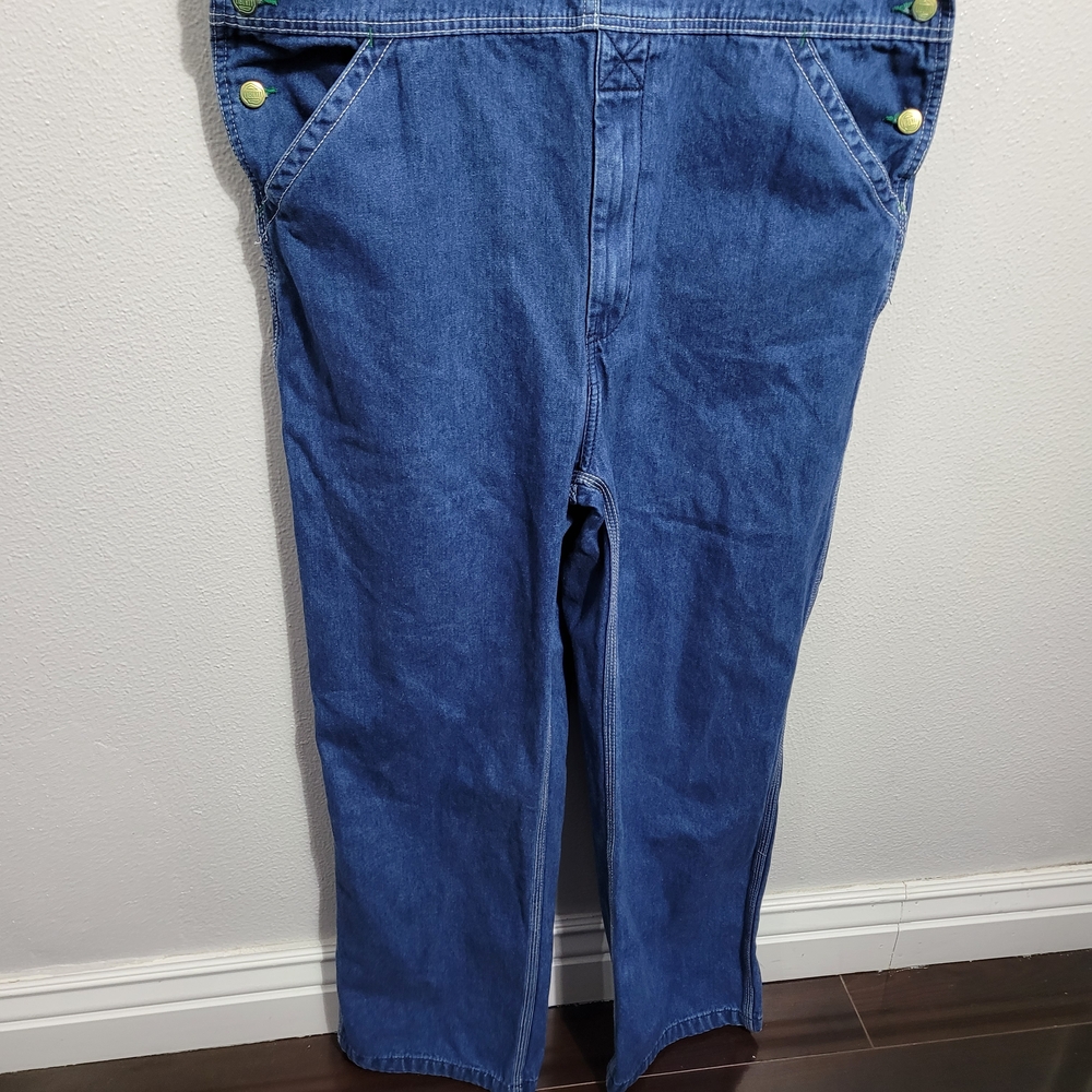 Liberty Blue Denim Overalls with Green Accents - Picture 2 of 13